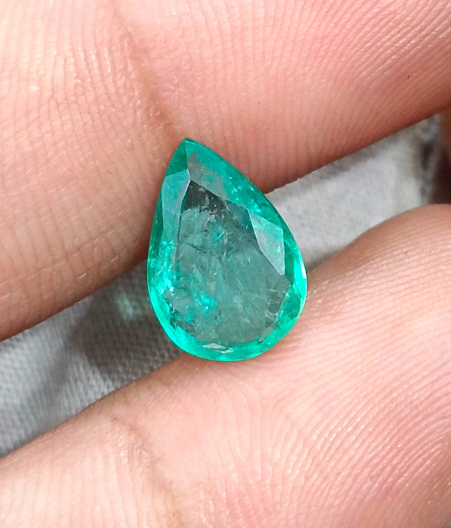 2.44ct Zambian Emerald Natural Medium Green Pear Cut SGL Certified Gemstone