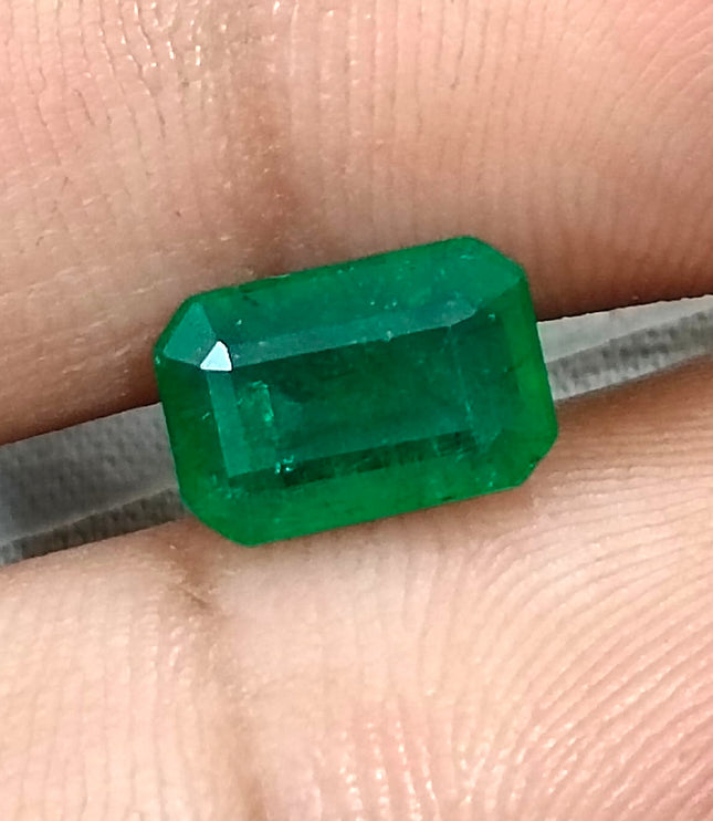 Deep Green Zambian Emerald 2.24ct Octagon Cut Certified Natural Loose Gemstone