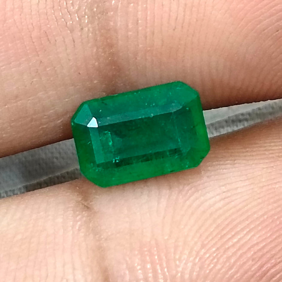 Deep Green Zambian Emerald 2.24ct Octagon Cut Certified Natural Loose Gemstone