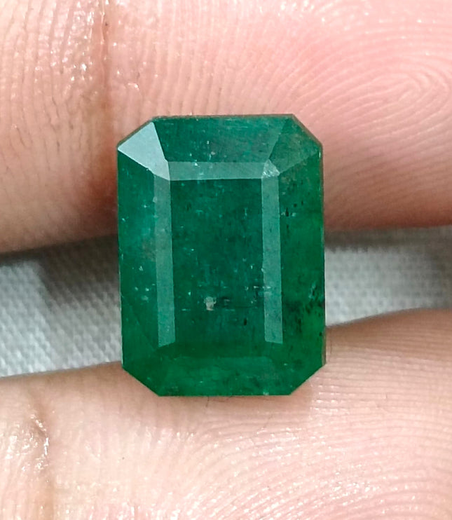 Zambian Emerald 7.75ct Certified Natural Dark Green Octagon Cut Loose Gemstone