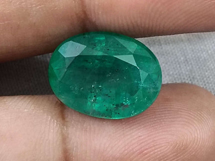 Zambian Emerald 10.21ct Certified Grass Green Natural Oval Cut Loose Stone