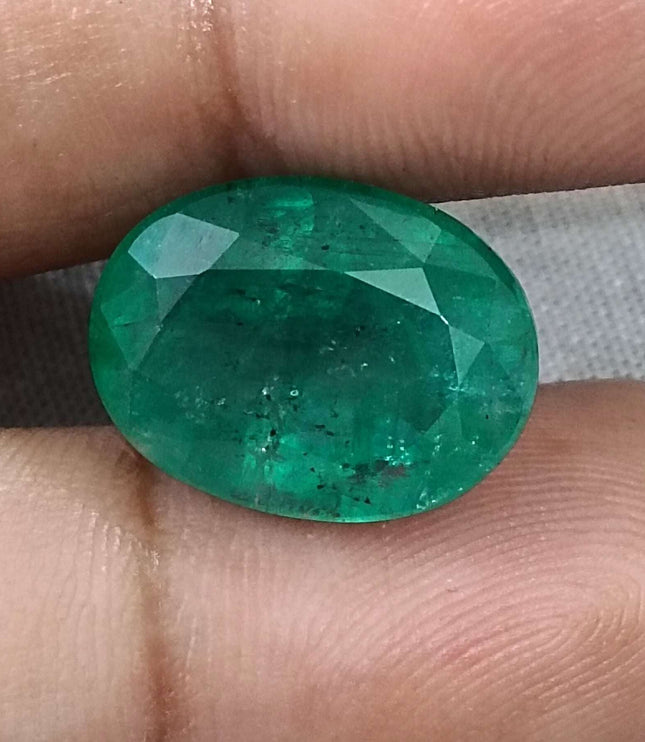 Zambian Emerald 10.21ct Certified Grass Green Natural Oval Cut Loose Stone