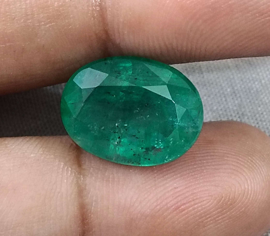 Zambian Emerald 10.21ct Certified Grass Green Natural Oval Cut Loose Stone