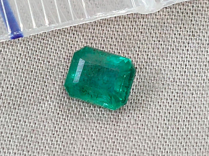 Zambian Emerald 1.80ct Certified Natural Medium Deep Green Octagon Cut Gemstone