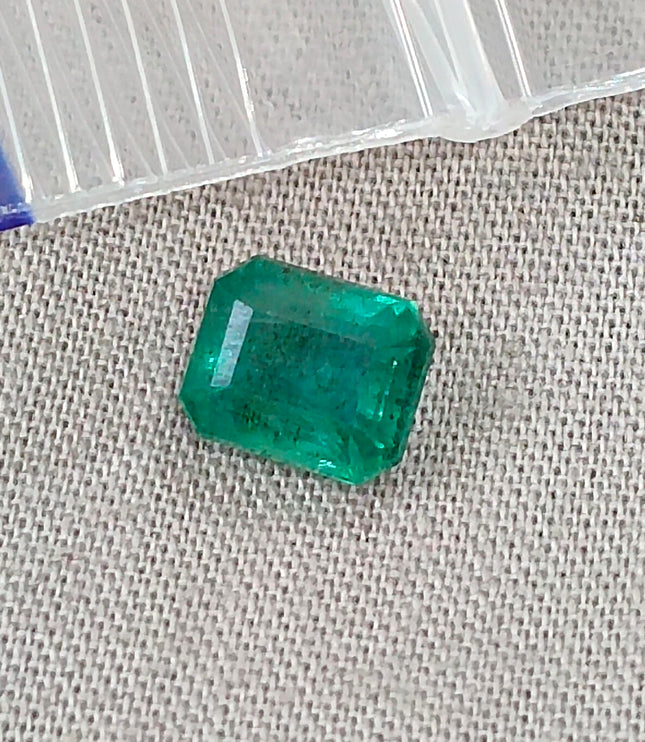 Zambian Emerald 1.80ct Certified Natural Medium Deep Green Octagon Cut Gemstone
