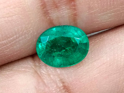 3.04ct Zambian Emerald, Forest Green Certified Natural Oval Cut Loose Gemstone
