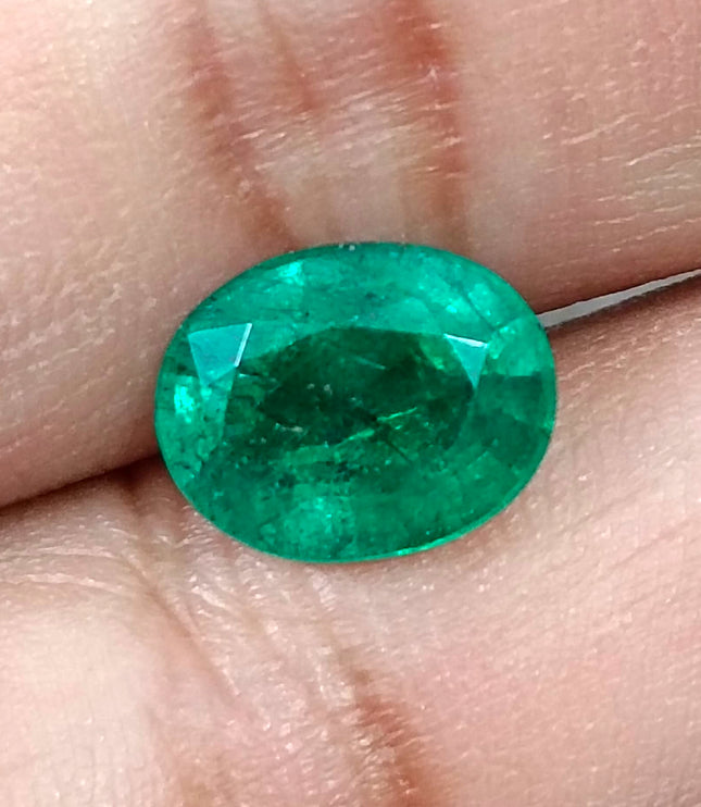 3.04ct Zambian Emerald, Forest Green Certified Natural Oval Cut Loose Gemstone