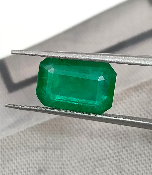 Deep Green Zambian Emerald 2.24ct Octagon Cut Certified Natural Loose Gemstone