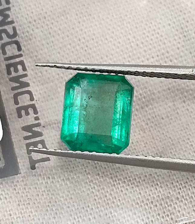 2.37ct Zambian Emerald, Certified Natural Medium Green Octagon Cut Gemstone