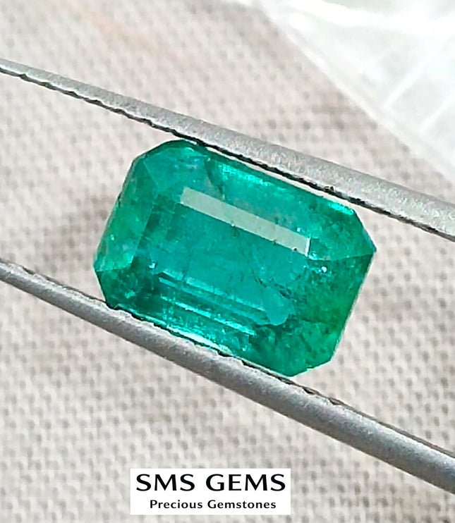 1.72ct Natural Emerald Medium Intense Green GSI Certified Octagon Cut Gemstone
