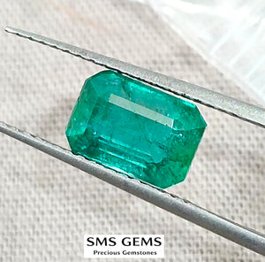 1.72ct Natural Emerald Medium Intense Green GSI Certified Octagon Cut Gemstone