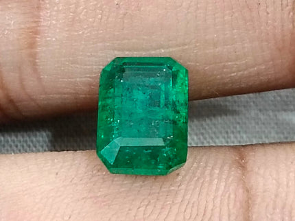 Zambian Emerald 3.20ct Certified Natural Deep Green Octagon Cut Loose Gemstone