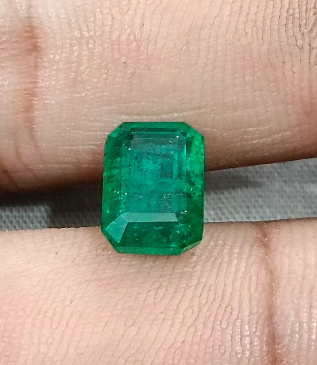 Zambian Emerald 3.20ct Certified Natural Deep Green Octagon Cut Loose Gemstone
