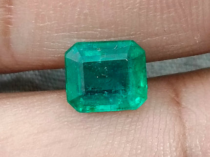 2.08ct Zambian Emerald, Certified Natural Medium Deep Green Octagon Cut Gemstone