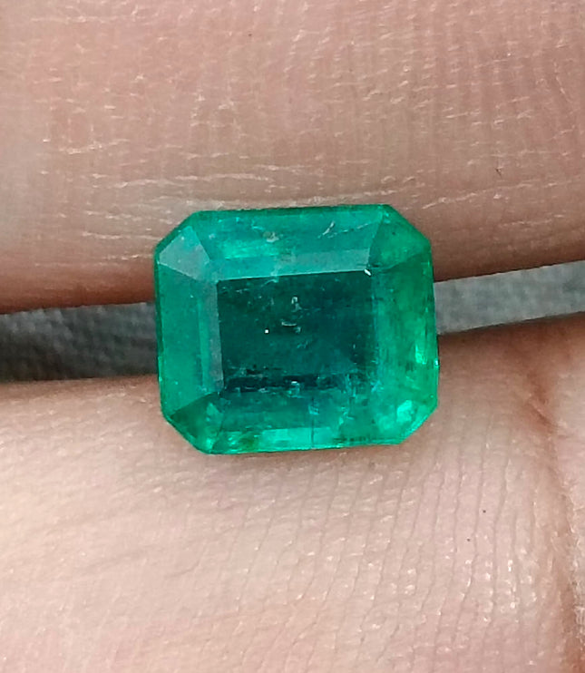 2.08ct Zambian Emerald, Certified Natural Medium Deep Green Octagon Cut Gemstone