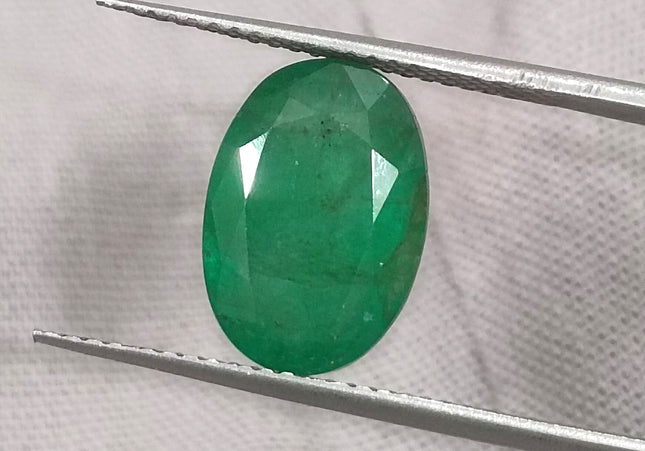 GSI Certified 4.09ct Medium Green Natural Zambian Emerald Minor Oiled Loose Gemstone