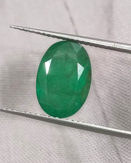 GSI Certified 4.09ct Medium Green Natural Zambian Emerald Minor Oiled Loose Gemstone