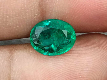 Zambian Emerald 2.42ct Certified Medium Green Oval Cut  Stone