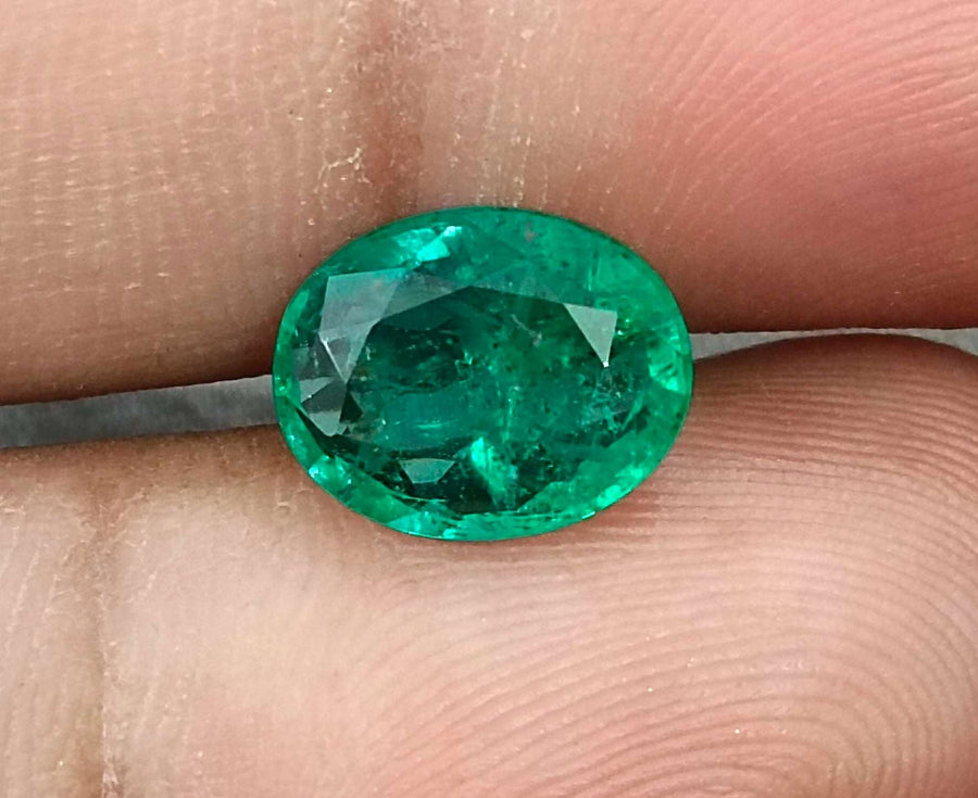 Zambian Emerald 2.42ct Certified Medium Green Oval Cut  Stone