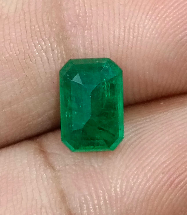 Deep Green Zambian Emerald 2.24ct Octagon Cut Certified Natural Loose Gemstone