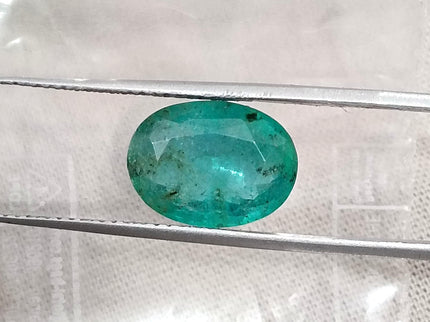 3.73ct  Emerald Natural Medium Bluish Green AGRL Certified Oval Cut Gemstone