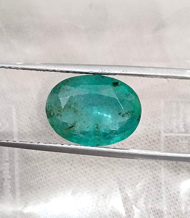 3.73ct  Emerald Natural Medium Bluish Green AGRL Certified Oval Cut Gemstone