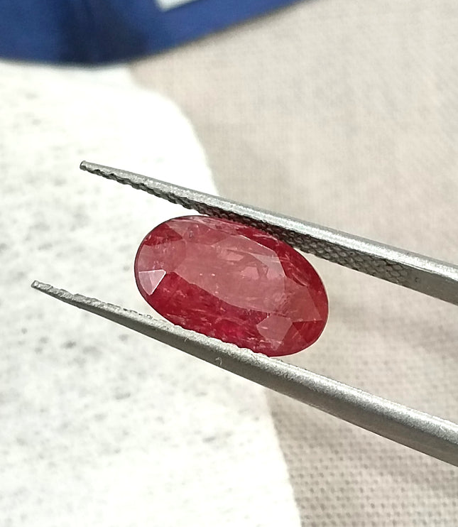 2.60ct Untreated Mozambique Ruby SGL Certified Rasberry Red Oval Cut Gemstone