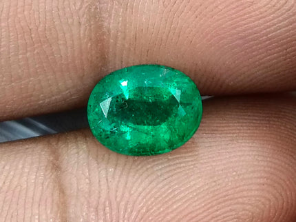 Zambian Emerald 2.76ct Certified Natural Deep Golden Green Oval Cut Loose Gemstone
