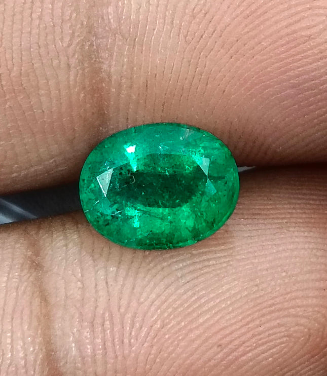 Zambian Emerald 2.76ct Certified Natural Deep Golden Green Oval Cut Loose Gemstone