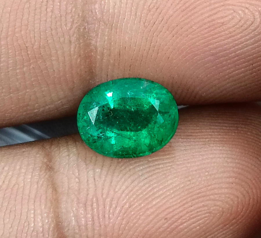 Zambian Emerald 2.76ct Certified Natural Deep Golden Green Oval Cut Loose Gemstone