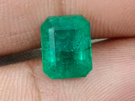 Zambian Emerald 3.05ct Natural Medium Deep Green Certified Octagon Cut Gemstone