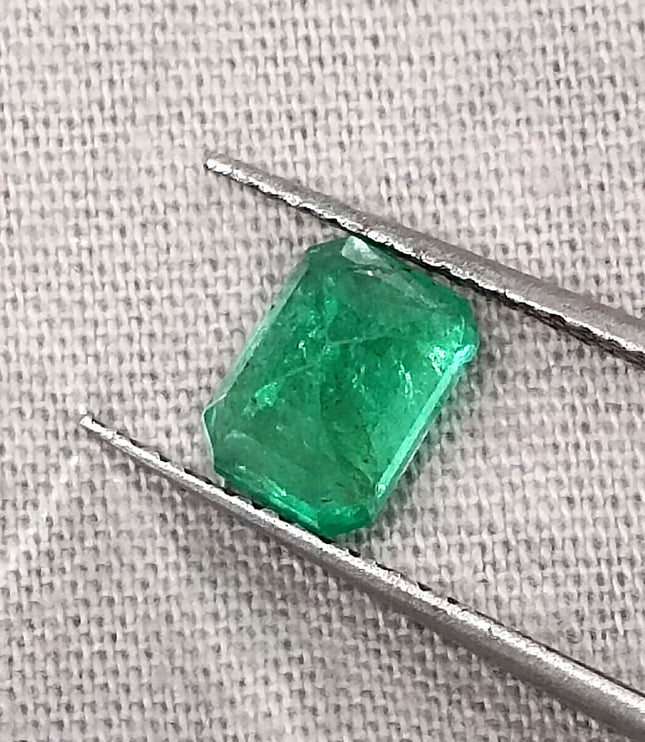 Panjshir Emerald 1.32ct Natural Certified Bright Neon Green Emerald Cut Loose Stone
