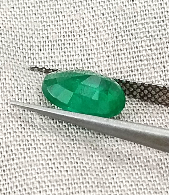 Zambian Emerald 1.38ct Deep Golden Green Oval Cut Loose Gemstone