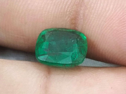 3.38ct Certified Zambian Emerald, Deep Vivid Green Gemstone.