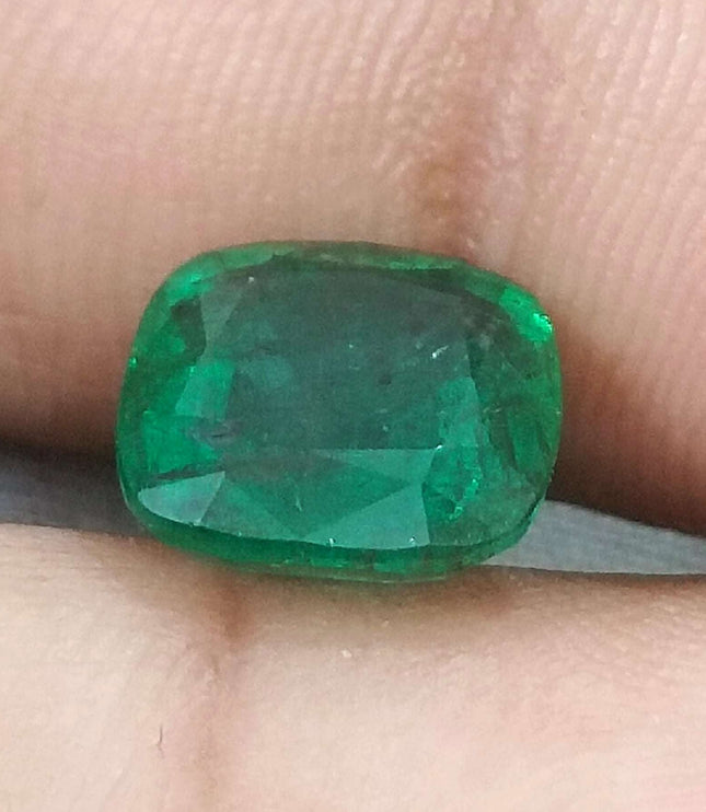3.38ct Certified Zambian Emerald, Deep Vivid Green Gemstone.