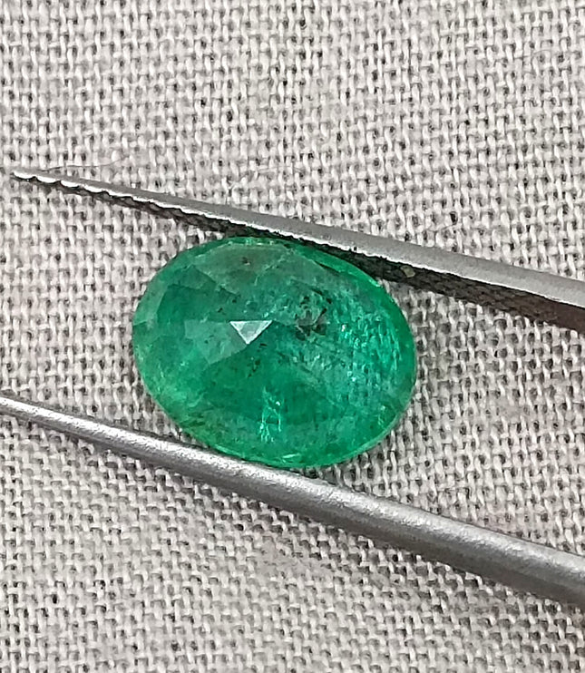 Zambian Emerald 1.82ct Vivid Medium Deep Green Oval Cut Loose Gemstone