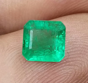 Colombian Emerald 1.34ct Natural Vivid Green Octagon Cut Loose Stone