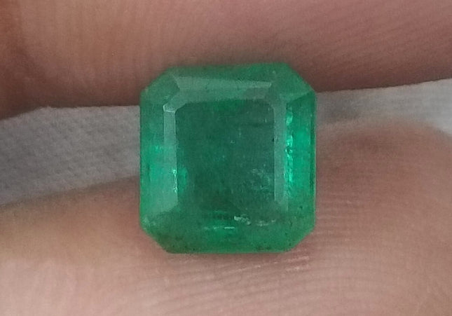 2.24ct GSI Certified Emerald Cut Zambian Emerald Minor Oiled Loose Gemstone
