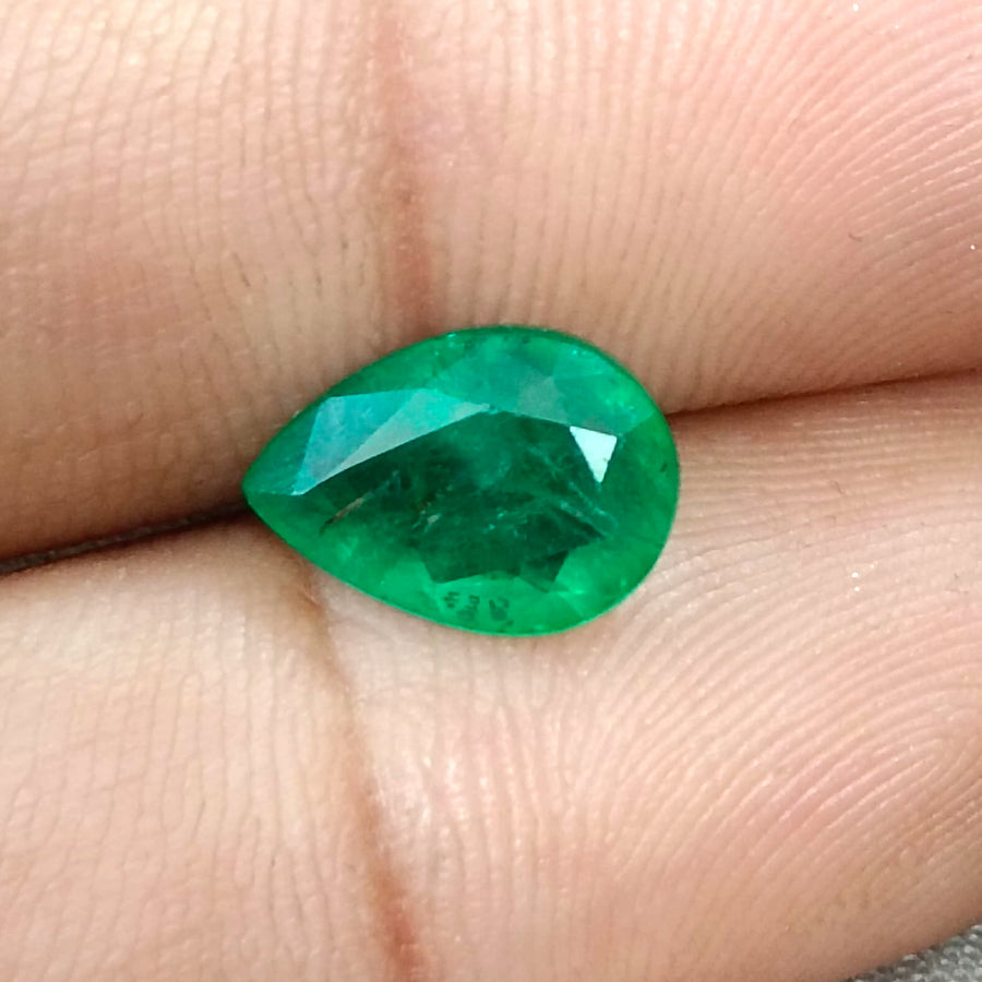 Zambian Emerald 2.55ct Natural Deep Velvet Green Certified Pear Cut Loose Gemstone