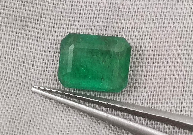 1.78ct GSI Certified Deep Glass Green Zambian Emerald Minor Oiled Loose Gemstone