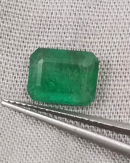 1.78ct GSI Certified Deep Glass Green Zambian Emerald Minor Oiled Loose Gemstone