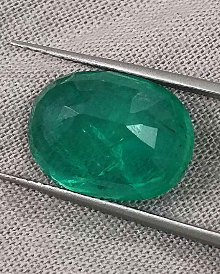 Big 7.48ct Panjshir Emerald, Medium Spring Green Oval Cut Natural Minor Oiled Loose Gemstone