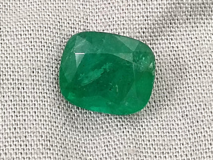 Zambian Emerald 4.12ct Certified Natural Medium Deep Green Cushion Cut Loose Stone