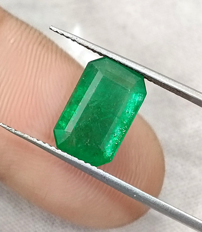 Swat Emerald 4.31ct Certified Natural Deep Green Octagon Cut Loose Gemstone