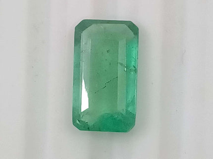 Zambian Emerald 2.74ct Certified Natural Medium Light Green Octagon Cut Loose Stone