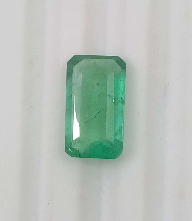 Zambian Emerald 2.74ct Certified Natural Medium Light Green Octagon Cut Loose Stone