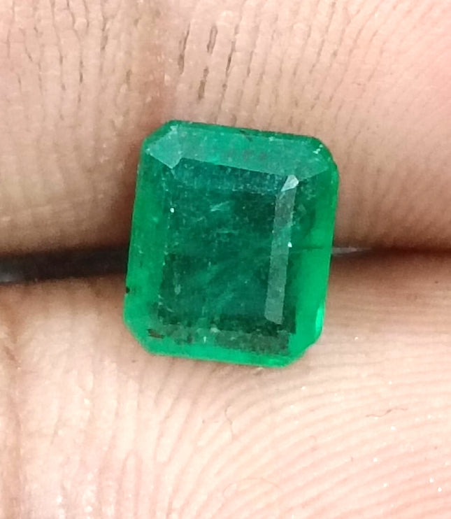 Zambian Emerald 1.60ct Natural Deep Glass Green Octagon Cut Loose Gemstone