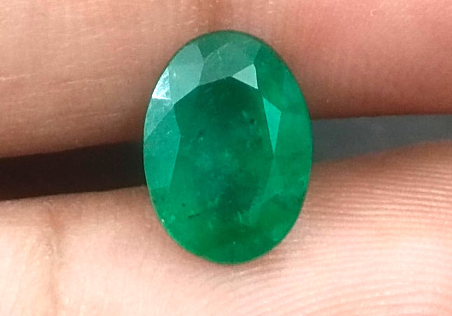 2.41ct GSI Certified Deep Green Zambian Emerald Minor Oiled Loose Gemstone