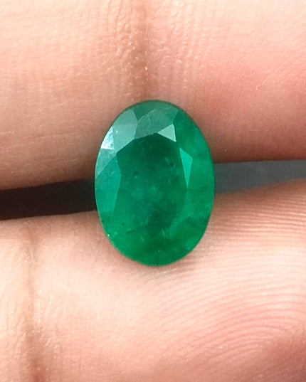 2.41ct GSI Certified Deep Green Zambian Emerald Minor Oiled Loose Gemstone