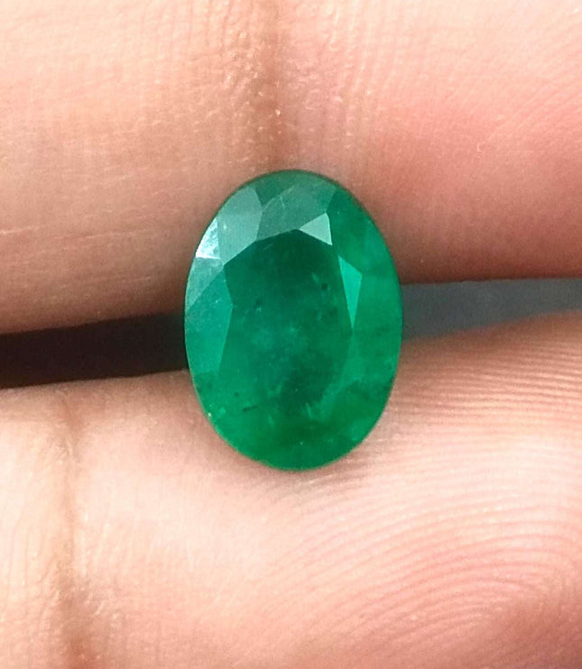 Zambian Emerald 2.41ct Certified Natural Deep Green Oval Cut Loose Stone